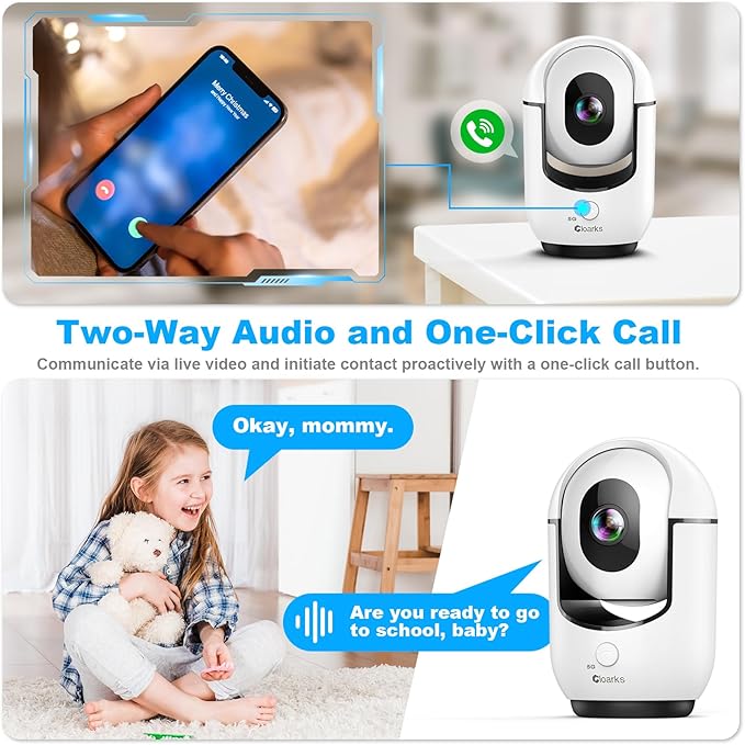 2K Indoor Camera, 5/2.4 GHz WiFi Pan/Tilt Security Camera with AI Motion Detection, One-Click, Wired Baby/Pet Camera with 2-Way Audio, 24/7, Siren Alarm, TF/Cloud Storage - 4 Pack