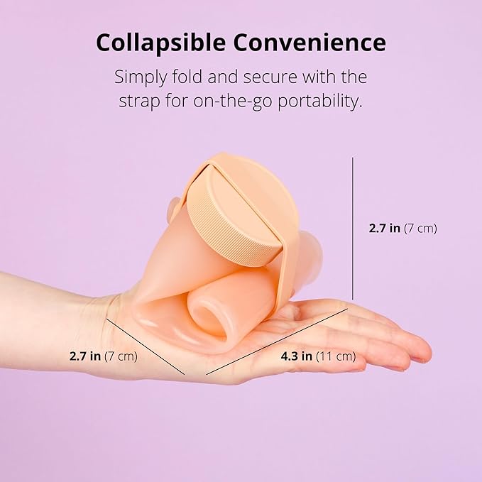 BLUE GINKGO Collapsible Water Bottle – Lightweight, Foldable Silicone Bottle for Travel, Hiking, and Camping (16.9oz, Made in Korea, Peach)