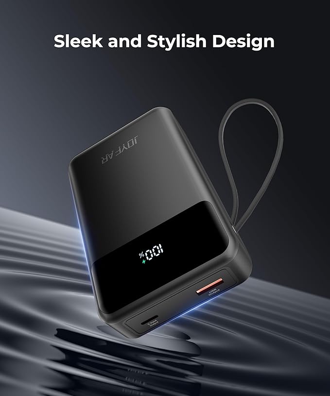 Portable-Charger-Power-Bank Travel Essentials Battery Pack USB C 30000mAh Built in Cable 22.5W Phone Fast Charging Powerbank Compatible with iPhone 16 15 14 13 12 11 iPad Samsung Google (Black)