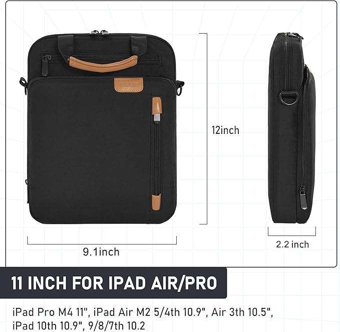 Tablet Sleeve Bag,Padded Protective Travel Carrying Case for iPad Pro M4 11", iPad Air M2 5/4th 10.9", Air 3th 10.5", iPad 10th 10.9", 9/8/7th 10.2