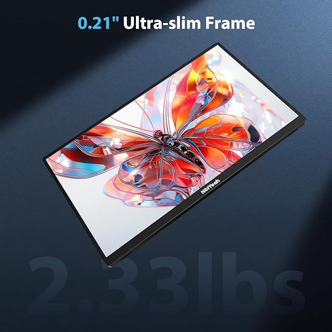 HotYeah Portable Monitor 4K, 15.6'' 3840x2160 UHD USB-C HDMI Laptop Monitor, 100% Adobe RGB HDR FreeSync External Computer Display, Travel 2nd Screen with Speakers & Smart Cover & VESA