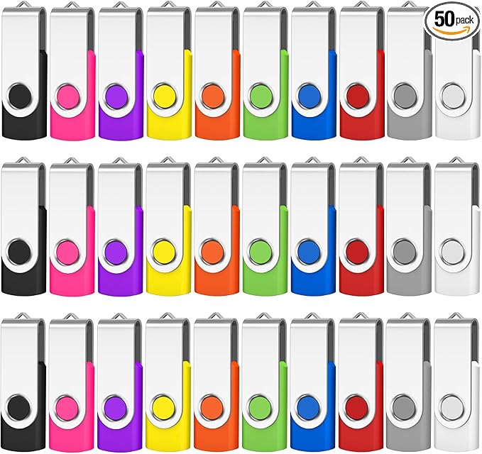 AreTop 8GB 50-Pack Flash Drive, Bulk USB 2.0 Memory Stick Thumb Drives(8GB 50 Pack, Mix Color)