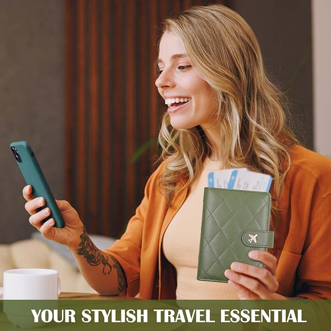 Melsbrinna Premium Leather Passport Holder Covers Case, Waterproof Rfid Blocking Travel Wallet Passport Holder with Pen Holder, Cute Passport Book for Women/Men