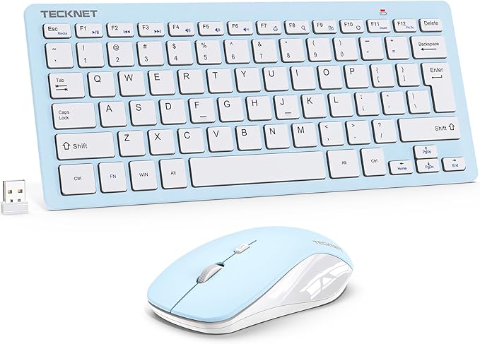 TECKNET Wireless Keyboard and Mouse Combo, Mini Cordless Computer Keyboard and Mouse Set 2.4GHz, Silent Adjustable 1600 DPI, Quiet Click, Lag-Free for Computer, Laptop, PC, Windows, Mac, Chrome OS