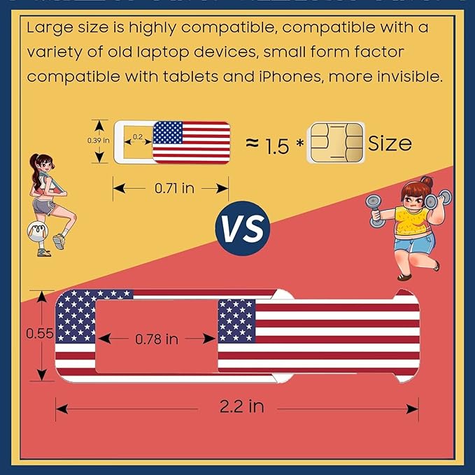 Laptop Camera Cover Slide, Webcam Cover Slide, Ultra-Thin, Nation Flag Pattern Design, 6 Pack