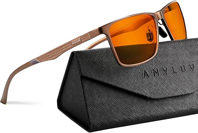 ANYLUV Blue Light Glasses Men, Relieve Eyestrain and Eye Protection, Al-Mg Metal Computer Blue Light Blocking Glasses