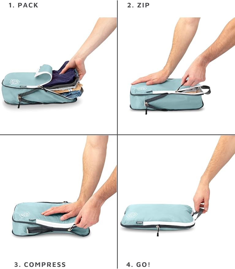 Compression Packing Cubes Set for Travel - Lightweight, Durable Clothes Organizer for Carry-On Luggage and Suitcases by TRIPPED Travel Gear