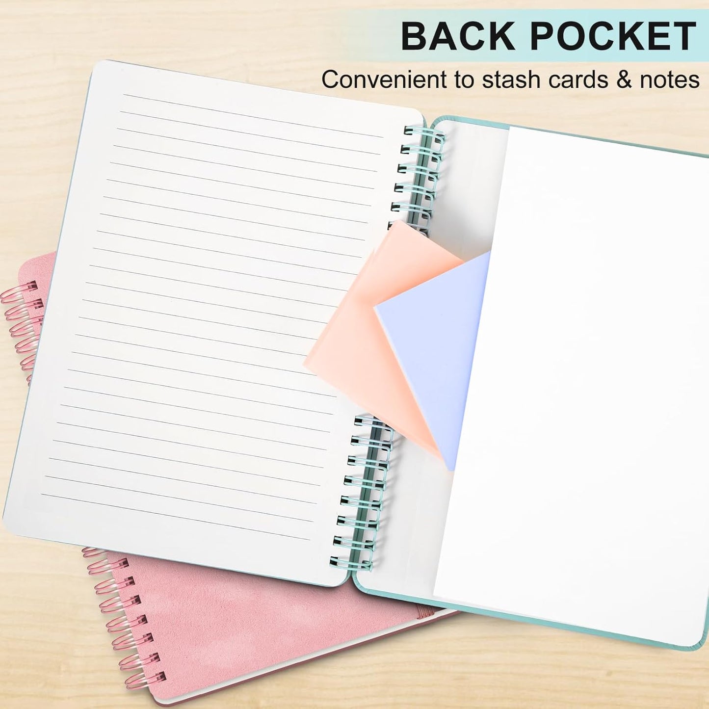 Lined Spiral Journal Notebook, A5 Hardcover Leather Notebook for Work, 5.7''×8.2'', 100GSM Thick Paper Spiral Bound Journaling Notebook for Women Men Office School Note Taking Business, Morandi Green