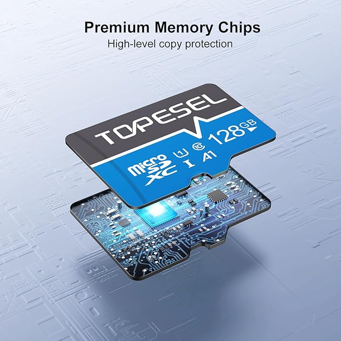 TOPESEL 128GB Micro SD Card Class 10 Micro SDXC Card 128GB UHS-1 Memory Card Ultra High Speed TF Card, C10, U1, 128 GB