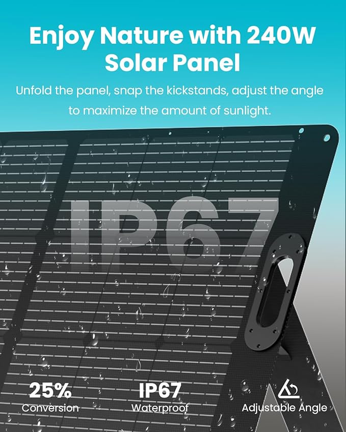 OUPES 2000W Mega 1 Solar Generator Kit with 240W Panel Included, 1024Wh LiFePO4 Battery Power Station with UPS & APP, for Road Trip, Off-grid, RVs, Power Outages