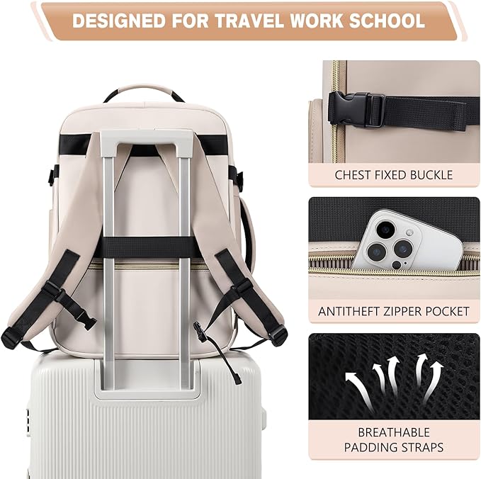 VNINE Travel Backpack for Women Men: 40L Large Carry on Backpack 17 Inch Laptop Backpack Flight Approved Business Work Bag Water Resistant Luggage Daypack Weekender Bag for College Hiking Overnight