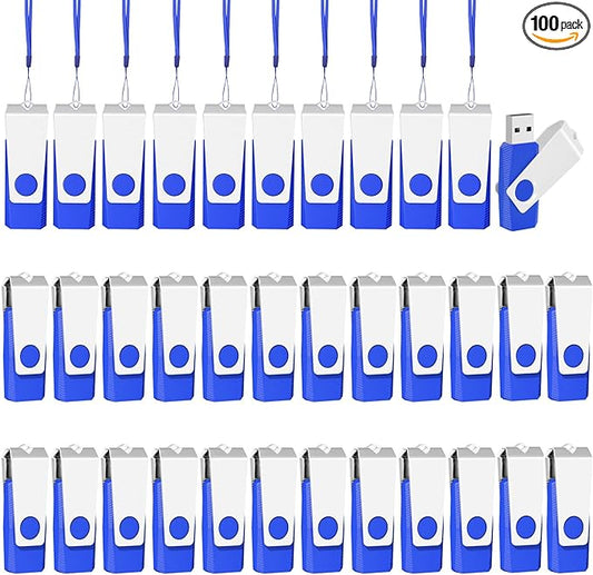 EASTBULL 100 Pack of Flash Drives 16GB, Bulk USB 2.0 Flash Drives Pack USB Drives Bulk Thumb Drives in Bulk with 100 Lanyards and Labels (16 GB)
