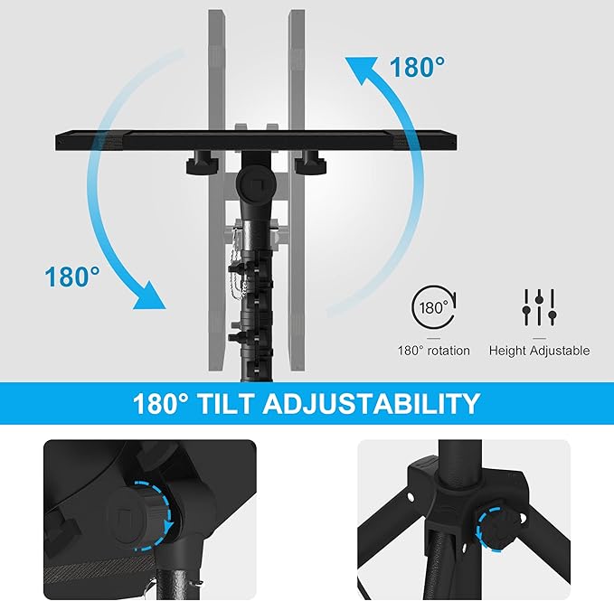 Projector Stand Tripod Adjustable, Laptop Height from 23.5 to 46.5 inches with Gooseneck Phone Holder, Floor for Office, Home, Stage, Studio, DJ Racks Holder Mount, 23.5inch-46.5inch