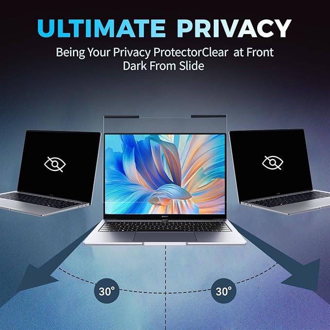 Magnetic Laptop Privacy Screen Filter 16 inch for 16:9 Widescreen Computer Monitor, Removable Anti Blue Light Privacy Shield, Anti-Glare Protector