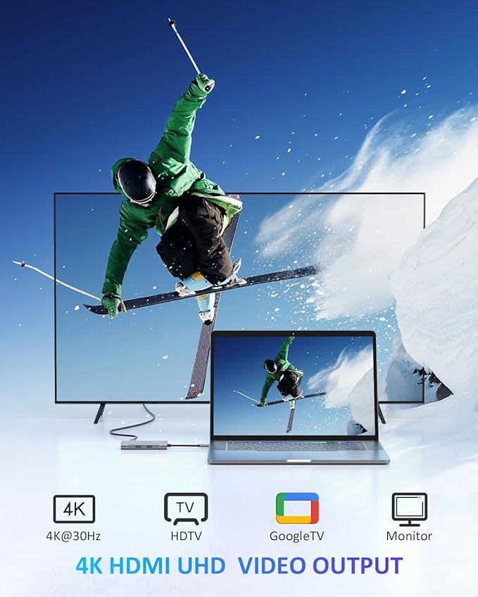 UtechSmart USB C Hub, Ethernet Multiport Adapter 6 in 1 USB C to HDMI Dock Compatible for MacBook Pro/Air, Chromebook, Dell XPS, HP and Type C Devices (Gigabit Ethernet 100W PD 4K HDMI USB 3.0) Black