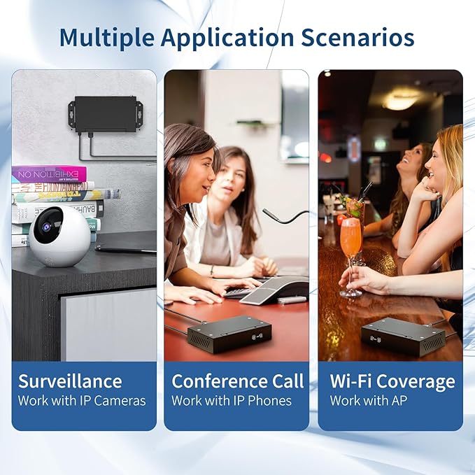 DBIT 6-Port Ethernet PoE Switch with 4 Ports PoE+, 2 Fast Ethernet Uplink, 10/100Mbps, 63W High Power, Support IEEE802.3af/at, Fanless Metal Plug & Play PoE+ Network Switch (WS1042A)