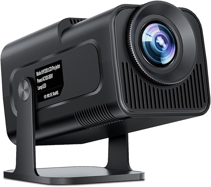 Mini Projector with WiFi Bluetooth, Built-in Apps - Salange HY320 4K 1080P Mini Projector, 12000 Lumen, Android 11.0, 270° Adjustable Stand, Auto Keystone, pk HY300 Projector [2025 Upgrade]
