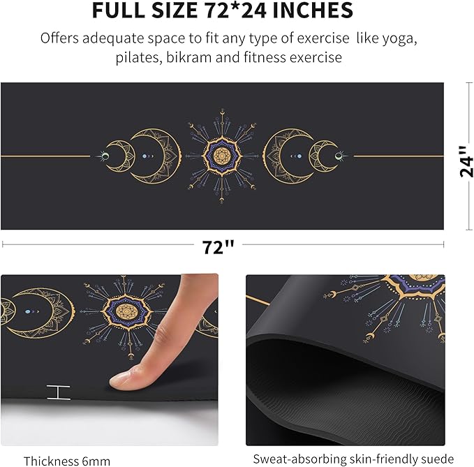 nuveti Yoga Mat Print Extra Thick TPE Non Slip Fitness Exercise Mat with Carrying Bag,72"x24" Extra Thick 6MM Exercise & Workout Mat for Yoga, Pilates Fitness and Floor Exercises