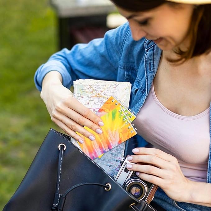 OZIO 96PCS Mini Tie Dye Notepads Tie Dye Party Favors Art Party Spiral Pocket Notebooks Fun Coil Mini Notepads for Kids Teacher Classroom Supplies Bag Fillers Birthday Party Favors, 8 Style (96)