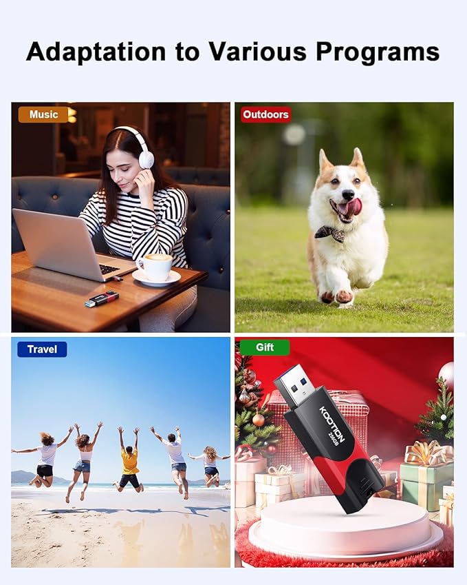 KOOTION 256GB USB 3.0 Flash Drive 3 Pack USB Flash Drives Multicolor USB Drive Retractable Thumb Drive Zip Drives High Speed Jump Drives with LED Indicator - 3Pack (Red, Green, Blue)