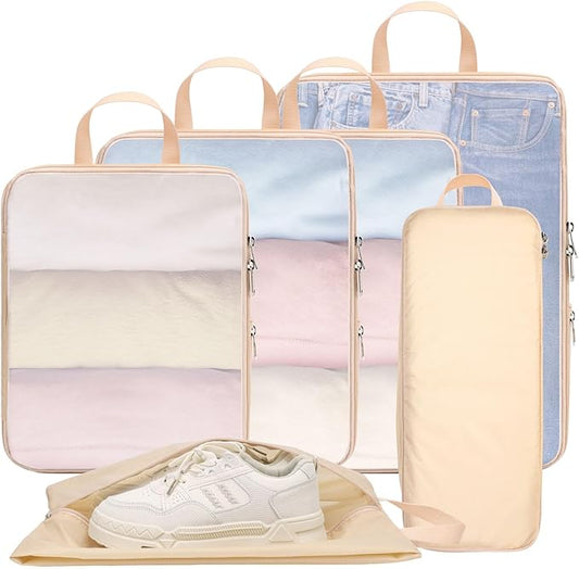 Cambond Compression Packing Cubes for Travel Women - Travel Bags Luggage Organizers Travel Essentials Compression Cubes for Travel Carry on Suitcases Organizer