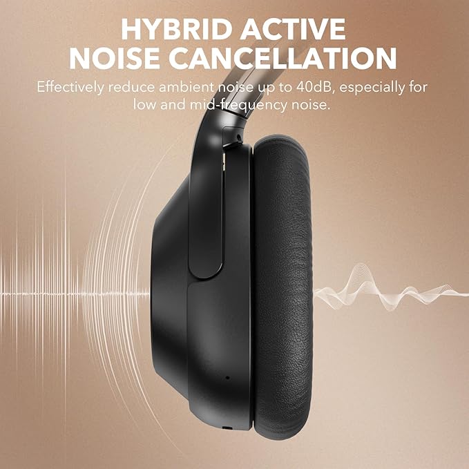 YMOO Bluetooth 5.3 Hybrid Active Noise Cancelling Headphones for Airplane Travel, Wired and Wireless ANC Headphones, 80H Playtime Over Ear Headphone, Low Latency Bluetooth Headset with Mic for Adults