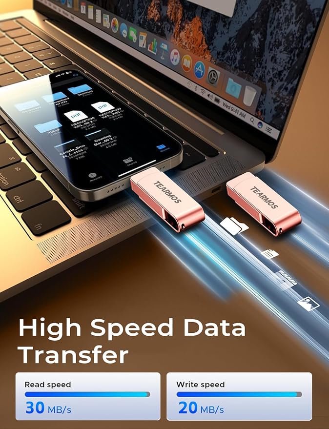 512GB Flash Drive Intended for iPhone iPad, Memory Stick Storage for Photos and Videos Backup, Compatible with iPhone iPad Android PC, Plug and Play, No Application Required (Rose Gold)