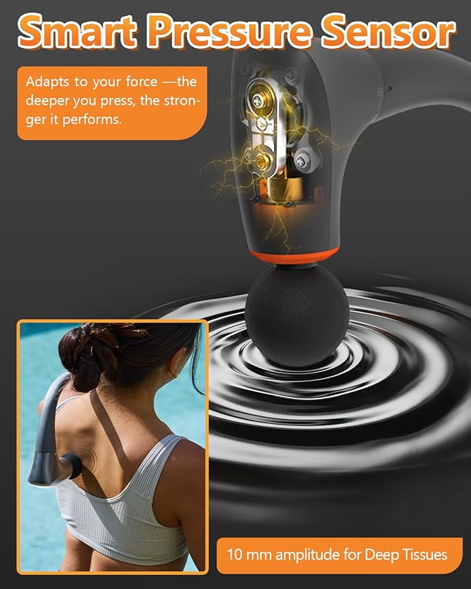 Convertible Massage Gun Deep Tissue for Back/Neck/Muscle Pain Relief - Electric Handheld Percussion Shoulder Massager Tool with Detachable Long Handle Portable Case