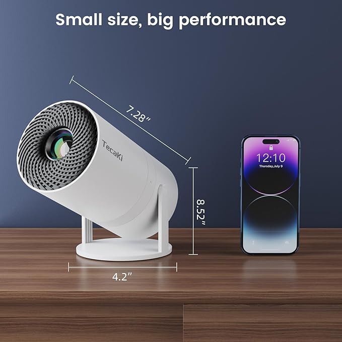 Mini Portable Projector with WiFi and Bluetooth,Support Movie Projector 1080P HD,Auto Keystone Correction,180° Rotatable,Compatible with TV Stick, HDMI, USB, Smartphone, Laptop (White 1)