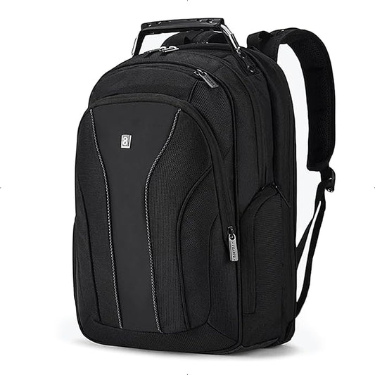 LEVEL8 Laptop Backpack, Work Backpack for Men Women, Travel Computer Bag for Business Fits 15.6" Laptop and Notebook - Black