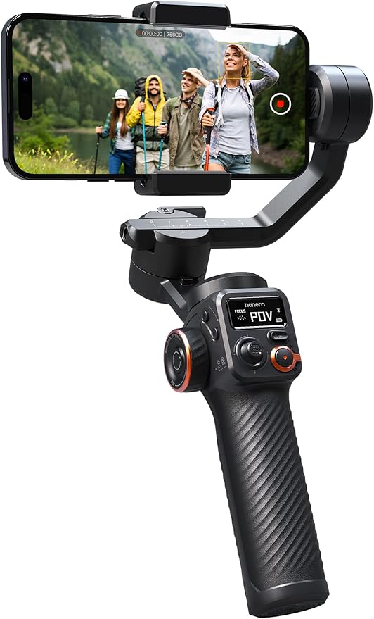 hohem iSteady M6 Gimbal Stabilizer for Smartphone, 2023 Upgrade 3-Axis Phone Gimbal for iPhone 14 Pro Max & Android, 360°Infinite Rotation, OLED Display for Video Recording