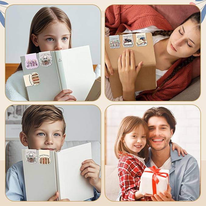 Bookish Magnetic Bookmark Gifts - 8Pcs Book Lovers Bookmarks Magnetic Book Mark Magnets Cat Flower Book Mark Magnet Vintage Bookmark Page Markers Clip for Women Reading Students Teachers