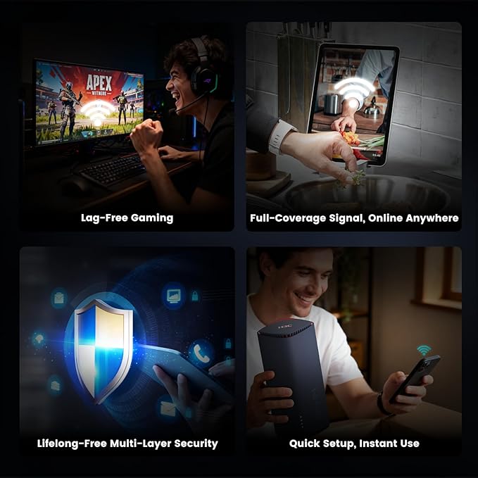 AX5400 Dual-Band WiFi 6 Router (BX54) High Speed Gaming Routers for Wireless Internet, 4K QAM,OFDMA,MU-MIMO,VPN-Support,Easy-Mesh,Parental Controls,Ethernet Ports for Fiber Optic Modem,80 Devices