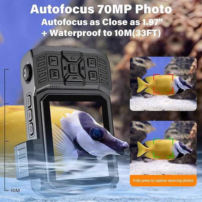 8K UHD 70MP WiFi Digital Camera with 64GB Card Rugged Waterproof Dustproof Shockproof 33FT Underwater Camera Dual-Screen Selfie for Snorkeling Autofocus Point and Shoot Digital Camera (Orange)