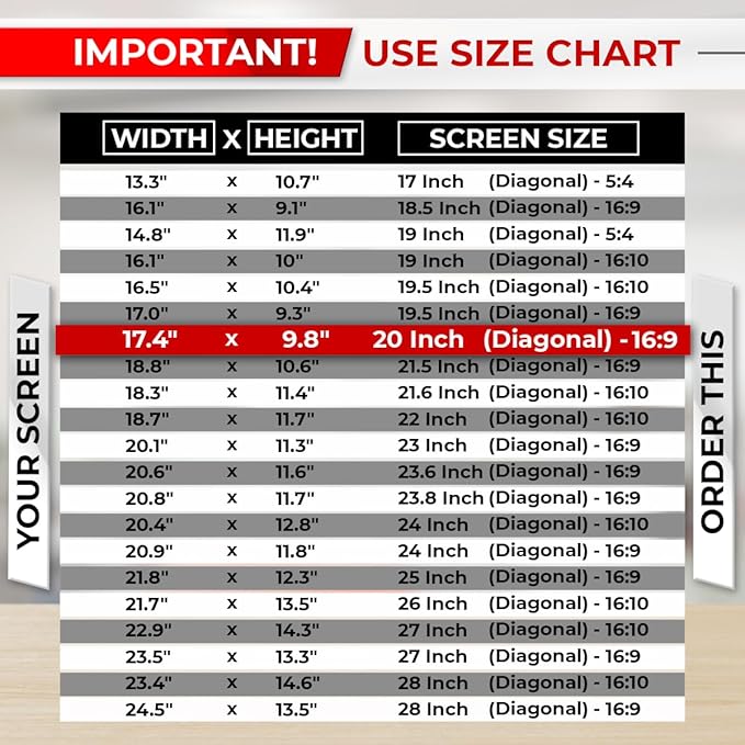 20 Inch 16:9 Computer Privacy Screen Filter for Monitor - Privacy Shield and Anti-Glare Protector (17 7/16" x 9 13/16")