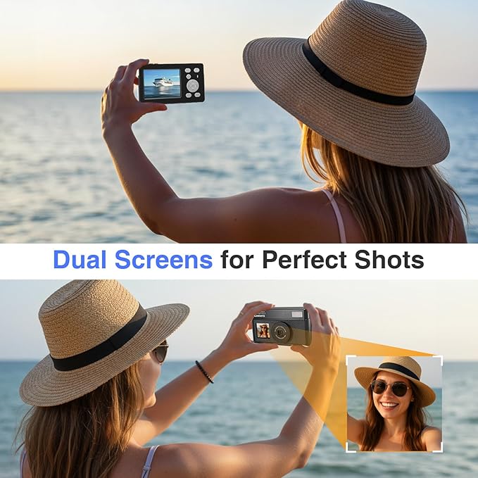 4K Digital Camera, 64MP FHD Autofocus Compact Camera with 32G SD Card with 2.8" Large Screen, 18X Digital Zoom, Portable Mini Camera for Photography, Suitable for Kids,Adult,Beginners