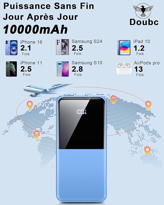 Portable Charger Power Bank, 10000mAh 22.5W Mini Portable Battery Fast Charging Battery Pack Travel Essentials, PD 3.0 QC 4.0 External Phone Powerbank for iPhone Android Samsung and USB/USB-C Devices