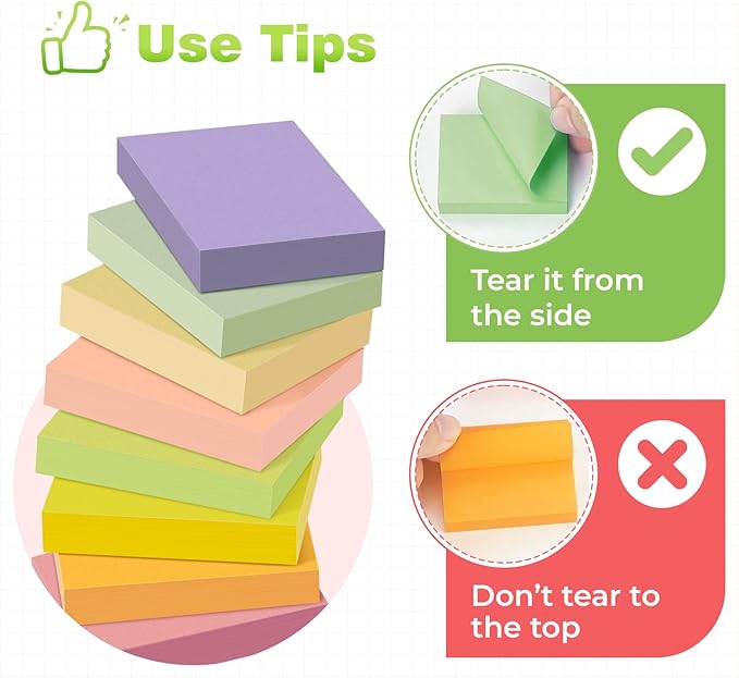 1.5 x 2 in Sticky Notes Mini,1600 Sheets Small Sticky Pads Clean Removal,16 Pads Pastel Colors Self-Stick Pads,100 Sheet/Pad Colorful Stickies Notes Pads Ideal for Office,Home,School,Meeting