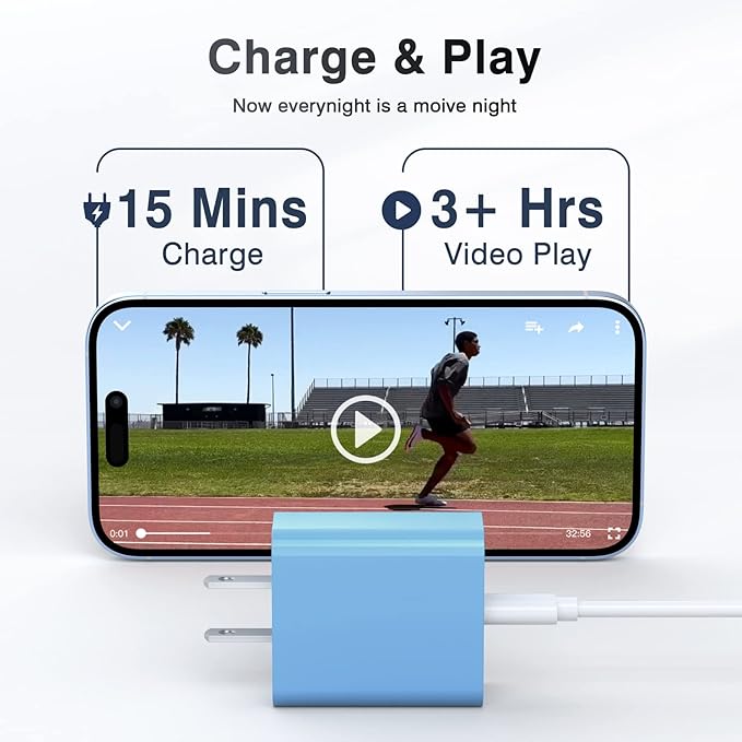 [20W/2Pack] Fast Charger Block, USB C Wall Charger, Charger Cube, Dual Port PD Fast Charging Block Brick Compatible for Watch Series 10 iPhone 16 17 Pro Max Airpod Brick Plug Power Adapter, Blue