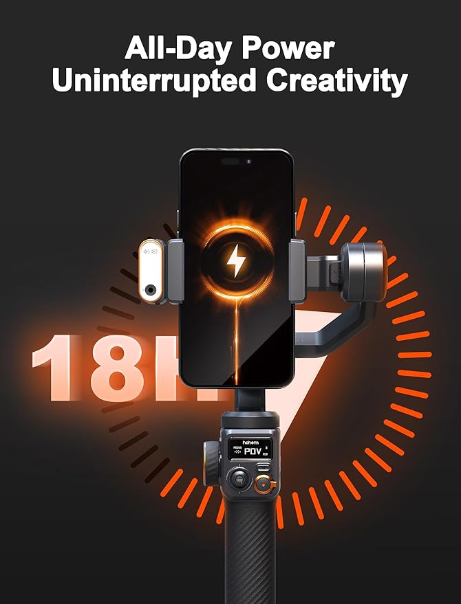 hohem iSteady M6 Kit Gimbal Stabilizer for Smartphone, 3-Axis Phone Gimbal with AI Tracking, Magnetic Fill Light, 18H Long Lasting Battery Stabilizer for iPhone & Android, Ideal for Video Recording