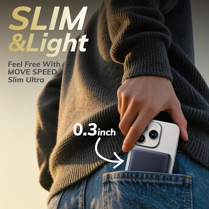 2025 Ultra-Slim Nano Power Bank, 5000mAh Magnetic Battery Pack, Qi2 Certified 15W Max Ultra-Fast Compatible Portable Charger, Ergonomic Design, for iPhone Air/17/16/15 Series