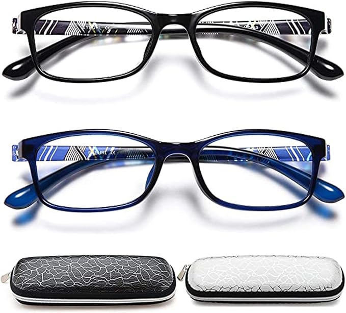 EYEURL Reading Glasses Blue Light Blocking Men Women - 2 Pack Computer Reading Glasses UV Protection Anti Eyestrain Flexible TR90 Frame Lightweight Readers Glasses +1.25