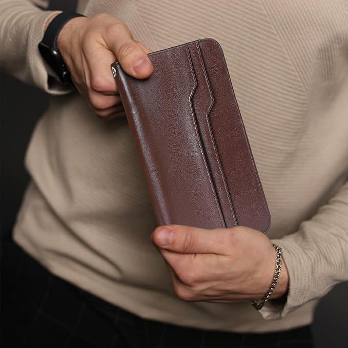 Polare Full Grain Leather Family Travel Passport Wallet and Documents Organizer RFID Blocking Case Holder Fits 6 Passports for Men and Women