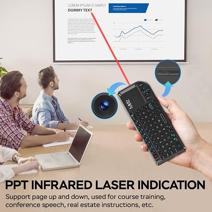 K808 Ultra-Thin Mini Keyboard with Touchpad, Bluetooth &2.4G Dual Mode & Backlit, USB-C Rechargeable, Compatible with iPad, Mac, Windows, Android - Portable for Travel, Office, Home - Black