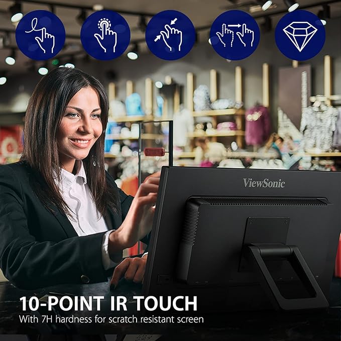 ViewSonic TD2223 22 Inch 1080p 10-Point Multi IR Touch Screen Monitor with Eye Care HDMI, VGA, DVI and USB Hub