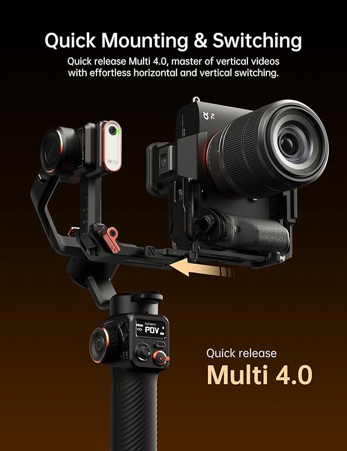 hohem iSteady MT2 Kit Gimbal Stabilizer for Camera, 3-Axis Gimbal for Mirrorless/Pocket/Action Camera/Smartphone, AI Tracker, Magnetic Fill Light Stabilizer, Available for Canon/Nikon/Sony