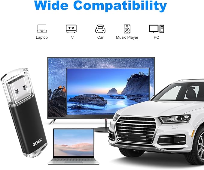 32GB USB 2.0 Flash Drive Thumb Drives Memory Stick Jump Drive Zip Drive, 5 Pack Mixed Colors: Black Blue Green Gold Purple