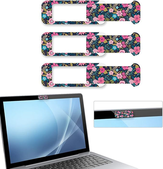 Webcam Cover, 3 Pieces, Laptop Camera Cover, Privacy Shielding Capacity is Twice as Big as The Traditional, Suitable for Computer Mobile Phones, laptops, Tablets and so on (Flower 1)