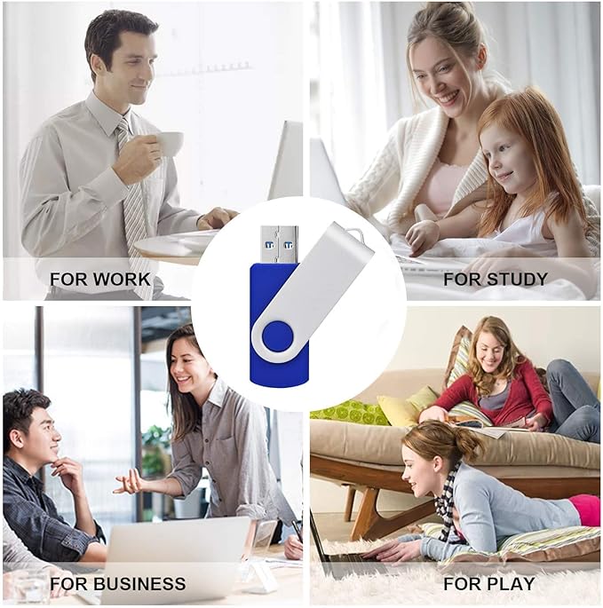 TOPESEL 10 Pack 16GB USB 3.0 Flash Drive Memory Stick Thumb Drives (5 Mixed Colors: Black Blue Green Red Silver)