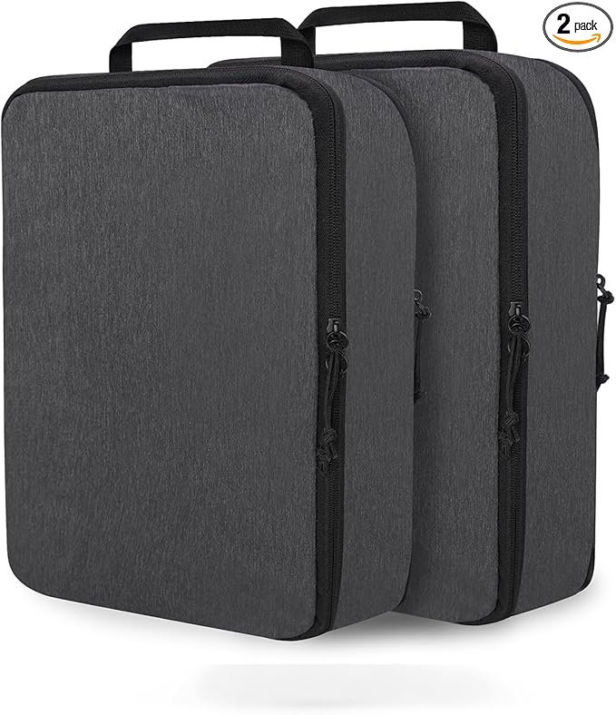 Compression Packing Cubes for Travel Essentials, 2 Set Expandable Packing Cubes for Suitcase Luggage Organizer Bags for Travel, Black